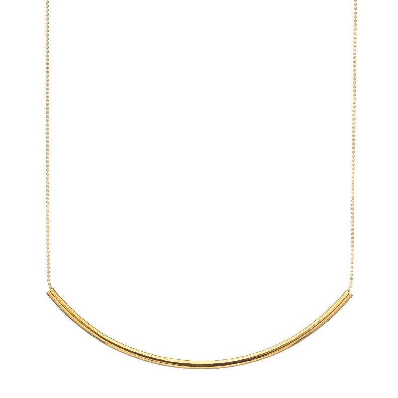 small pendant necklaces for women-Long Gold Curved Bar Necklace