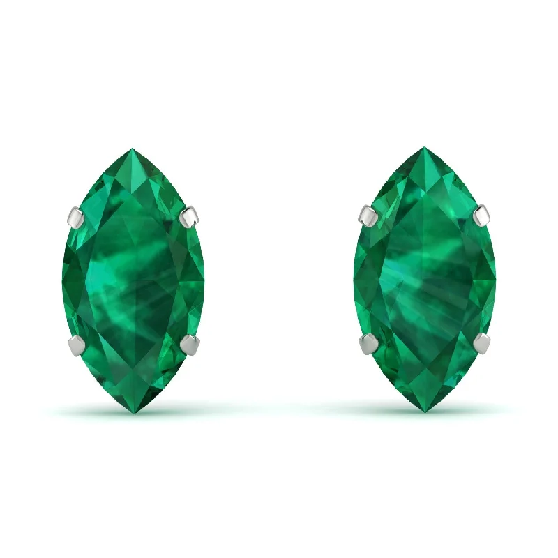 luxury drop earrings for women-Hidden Halo Marquise Emerald Earrings - Journey No. 66