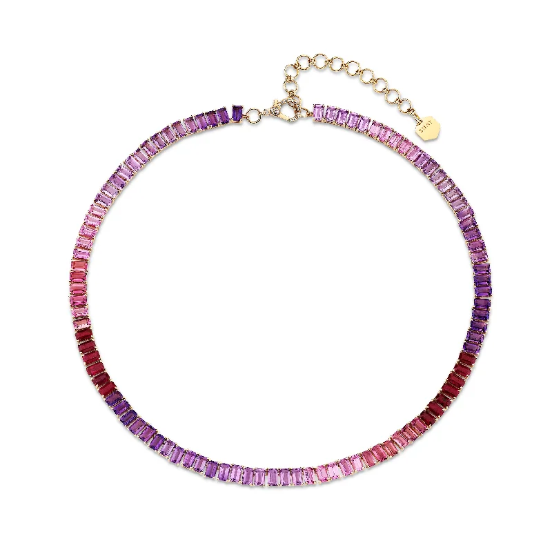 colorful necklace sets for women-PINK SAPPHIRE OMBRE ETERNITY NECKLACE