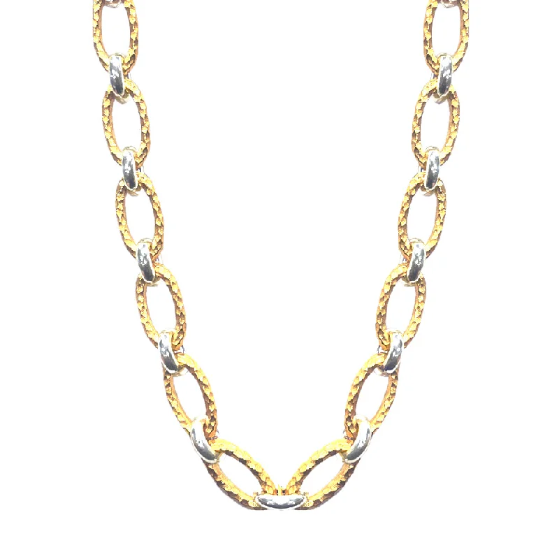 simple pendant chain necklaces for women-GOLD TWO-TONE RAVELLE HAMMERED CHAIN NECKLACE