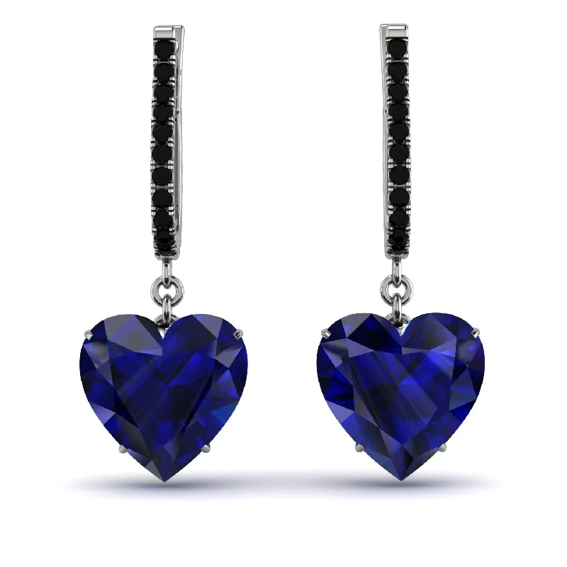 fashionable hoop earrings for women-Heart Sapphire Earrings - Noelle No. 45