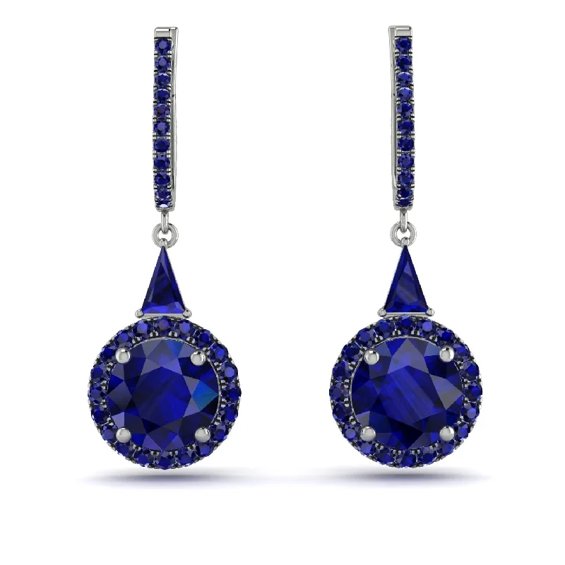 sparkling gemstone earrings for women-Hidden Halo Sapphire Earrings - Joanna No. 75