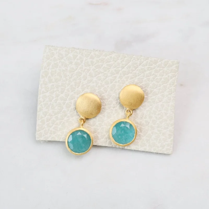 stunning silver earrings for women-Amazonite Moon Post Earrings