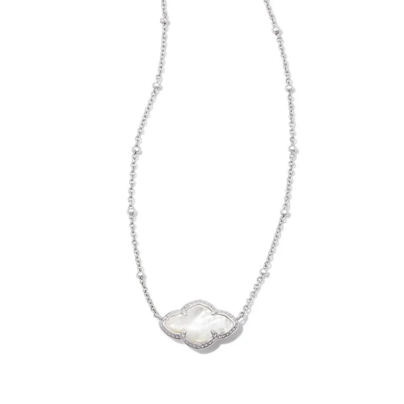 simple pendant necklaces for women-Kendra Scott | Abbie Silver Pendant Necklace in Ivory Mother of Pearl