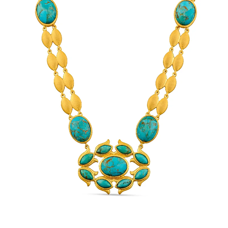 vintage-inspired necklaces for women-Orchid Necklace - Turquoise