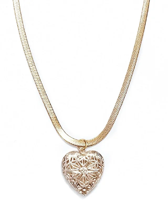 bold silver necklaces for women-Femi Heart Locket Necklace || Choose Style