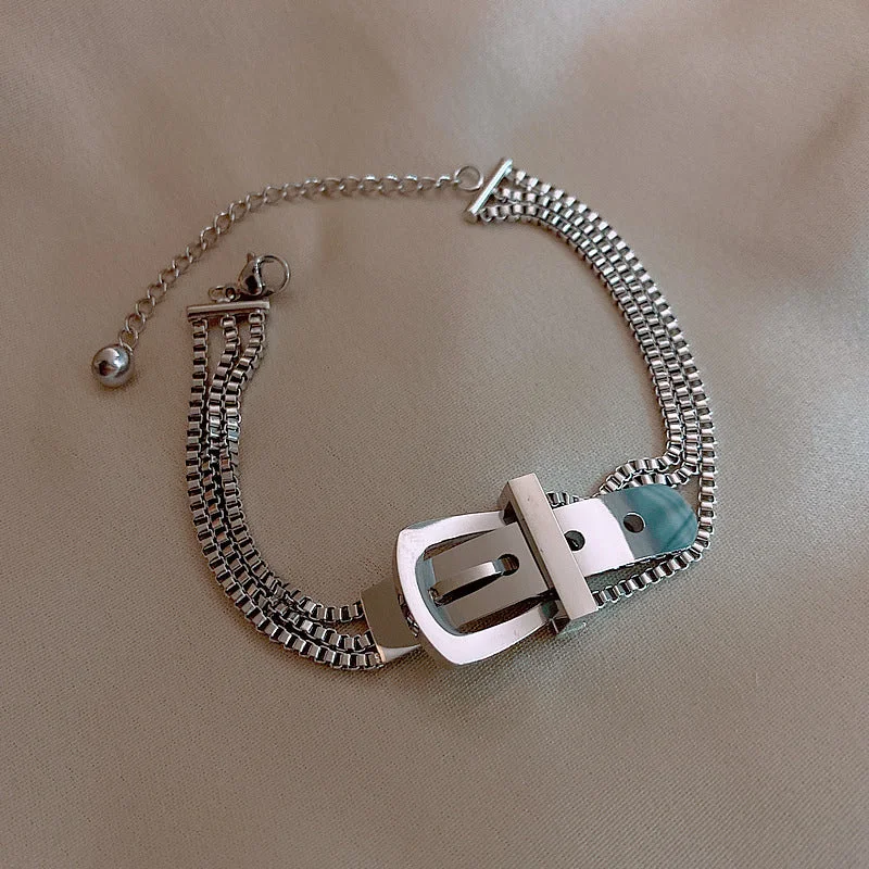 Silver-Fashion Belt Bracelet