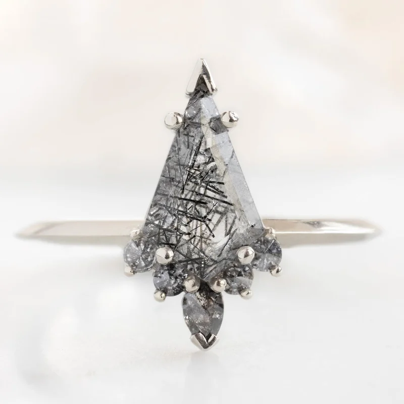 engagement rings with three stones for women-The Aster Ring | 1.10ct Kite Tourmaline in Quartz in 14K White Gold