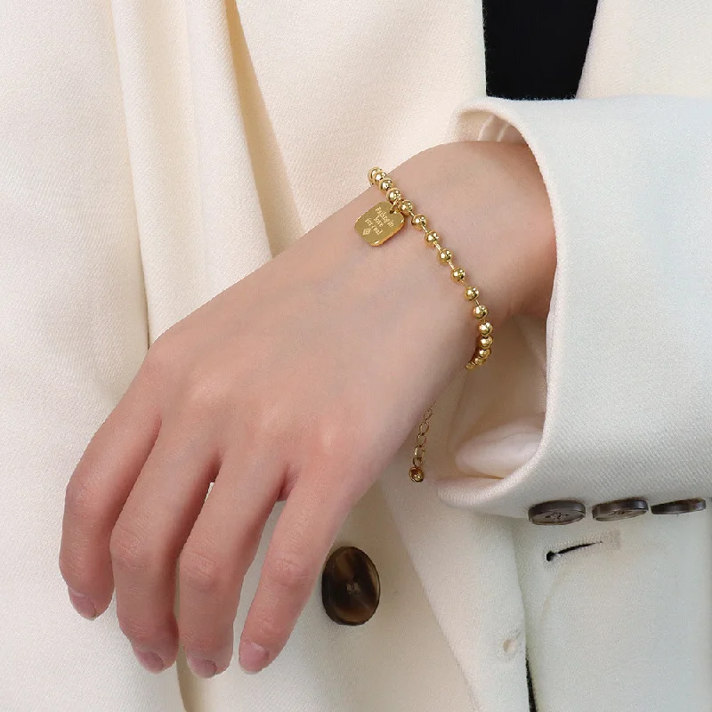 E053 Gold Square Plate Bracelet 16 + 5cm