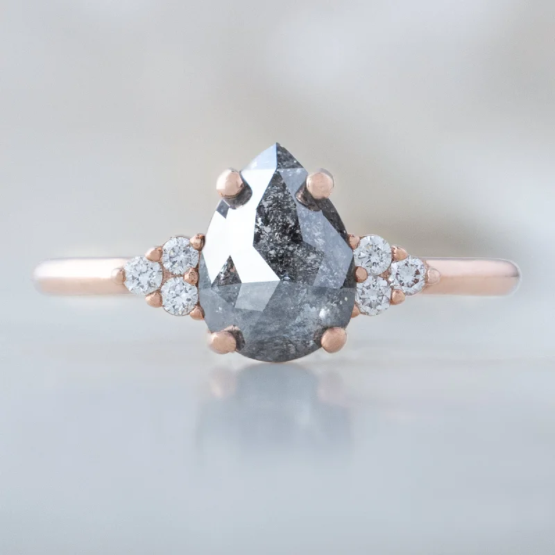 classic engagement rings for women-The Ivy Ring | 1.11ct Rose Cut Grey Diamond in 14K Rose Gold