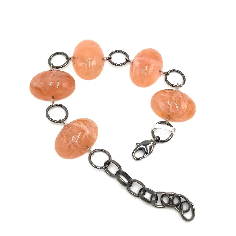 designer bangle bracelets for women-Peach Gemz Stations Bracelet