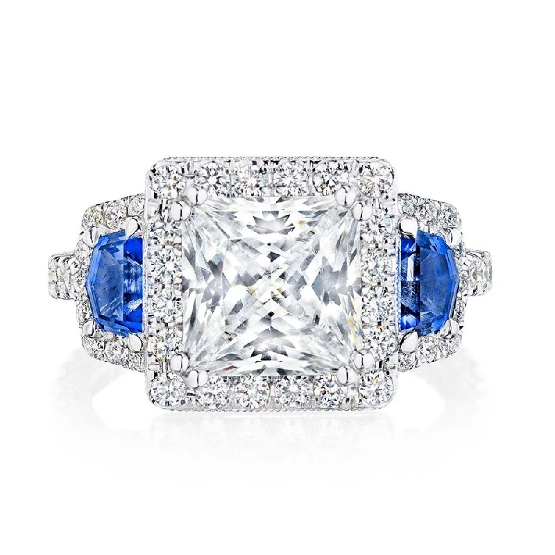 engagement rings with bright diamonds for women-Princess 3-Stone Engagement Ring