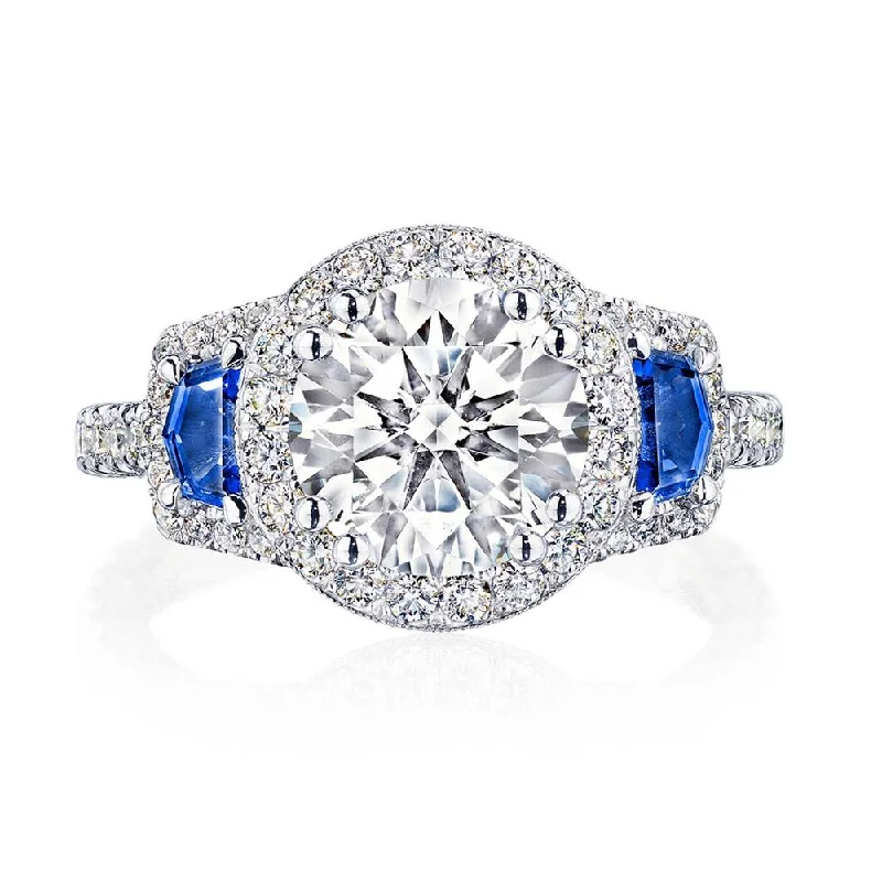 engagement rings with two-tone settings for women-Round 3-Stone Engagement Ring