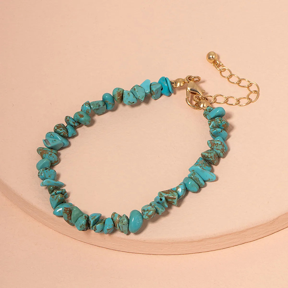 hammered metal bangles for women-Retro Irregular Gravel Turquoise Bracelet