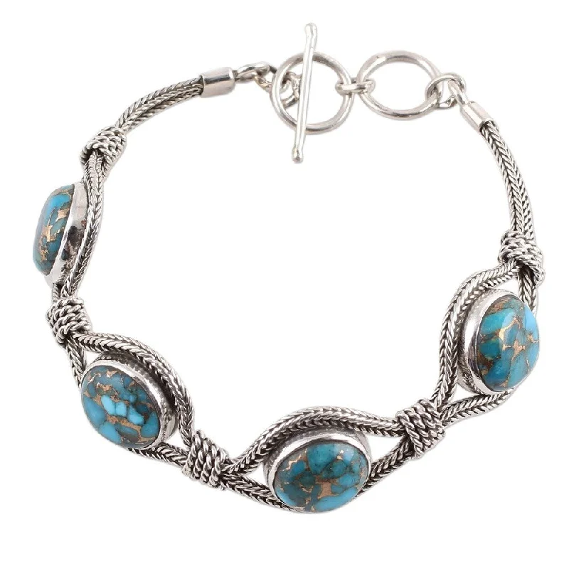 adjustable cuff bracelets for women-NOVICA Handmade Heavenly Blues Bracelet (India)