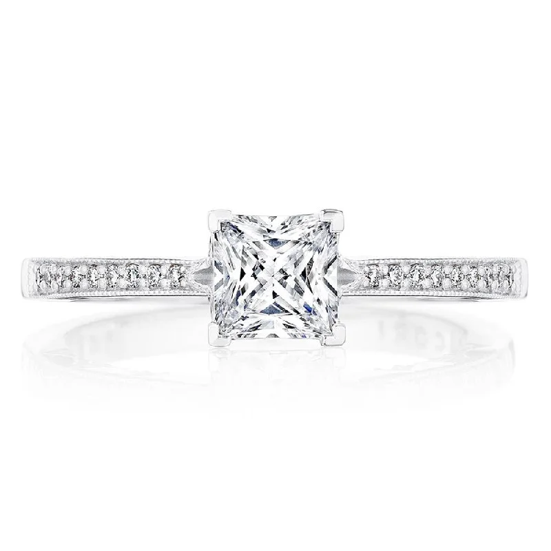 diamond engagement rings with matching bands for women-Princess Solitaire Engagement Ring