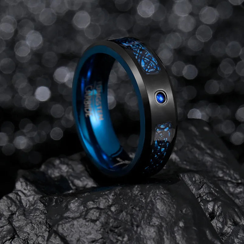 gemstone wedding rings for women-Retro Constellation 304 Stainless Steel Enamel Rhinestones Blue Plating Men'S Rings