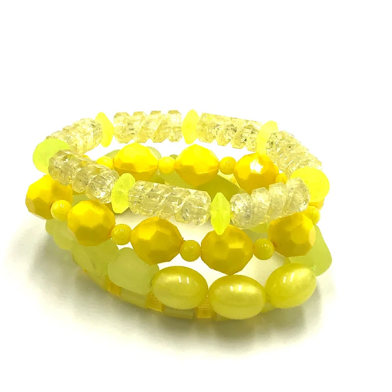 crystal charm bracelets for women-Sunshine Yellow Stack & Stretch Bracelets Set