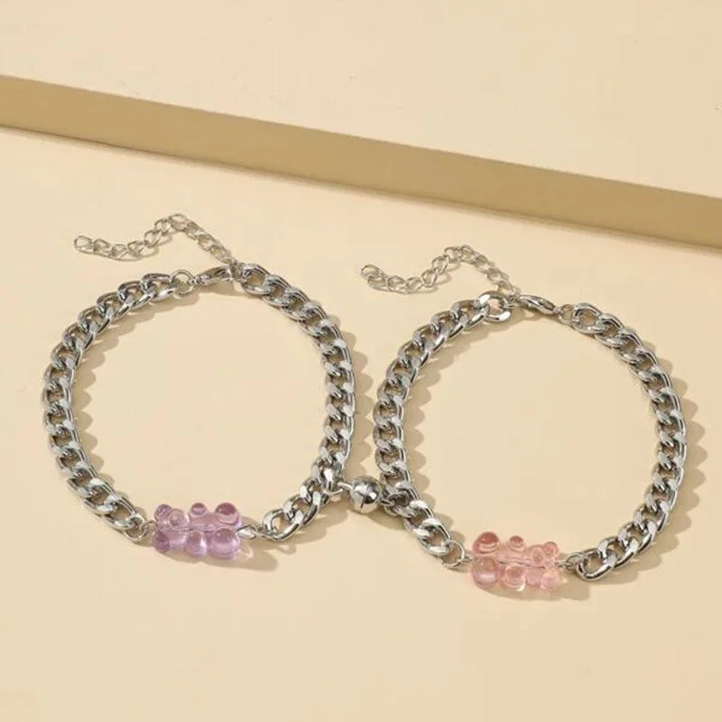 Pink Purple Bear Bracelet