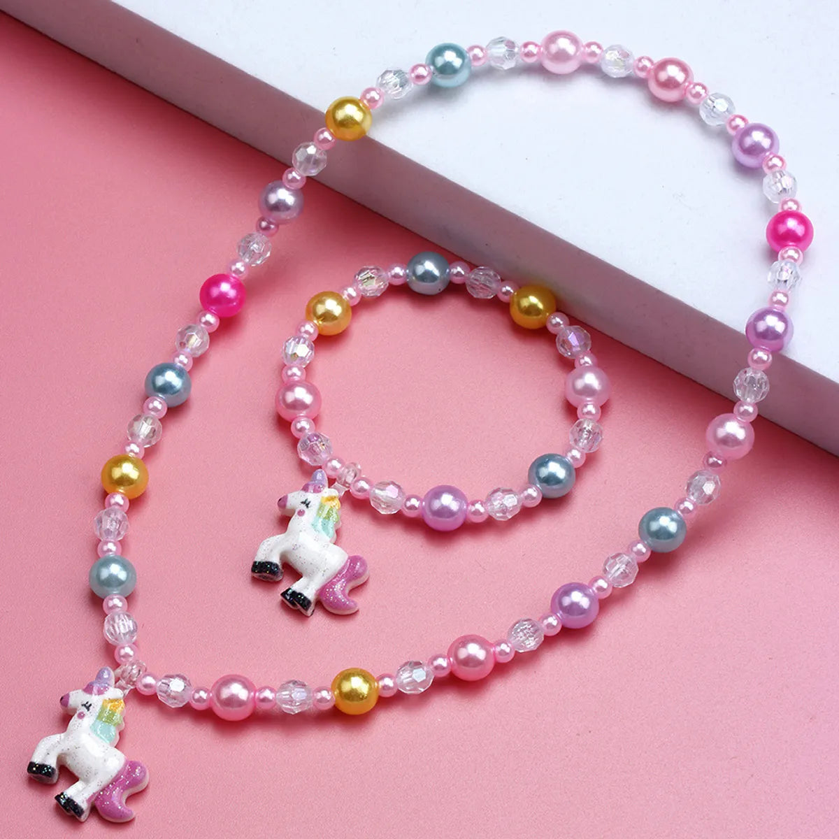 gold chain bracelets for women-Pendant Colorful Acrylic Handmade Beaded Necklace Bracelet Set