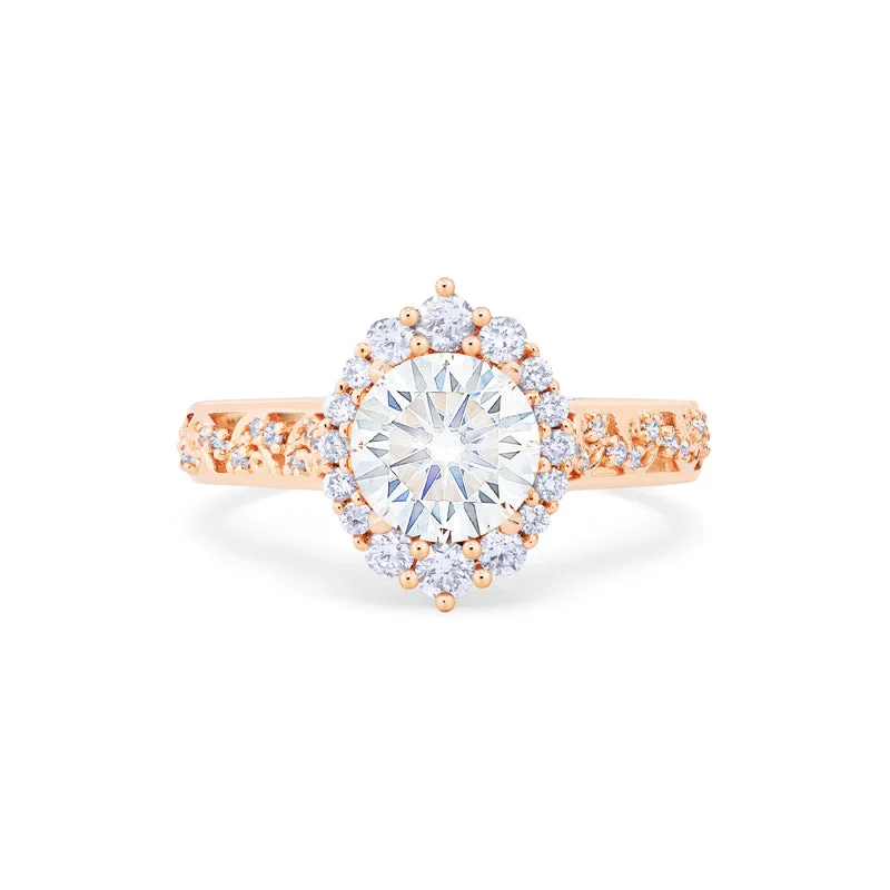 custom vintage engagement rings for women-[Ophelia] Rococo Opulence Engagement Ring in Diamond / Moissanite