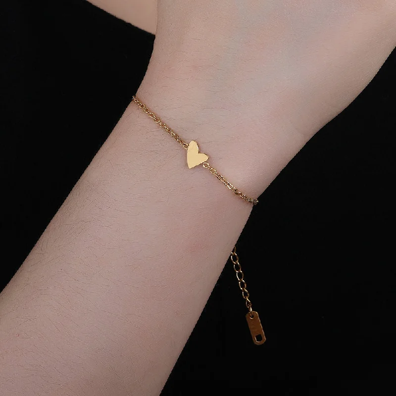 natural stone bracelets for women-Simple Style Heart Shape Stainless Steel Titanium Steel Plating 18k Gold Plated Gold Plated Bracelets