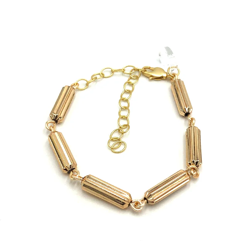 adjustable bangle bracelets for women-Rosy Gold Fluted Betsy Bracelet