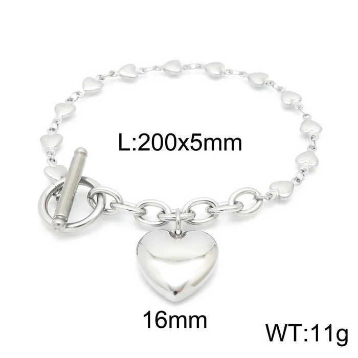 Heart-Shaped Chain Steel Bracelets Kb147743-E414-Gold Cross Bracelet-KN0248-MI-N200029Z