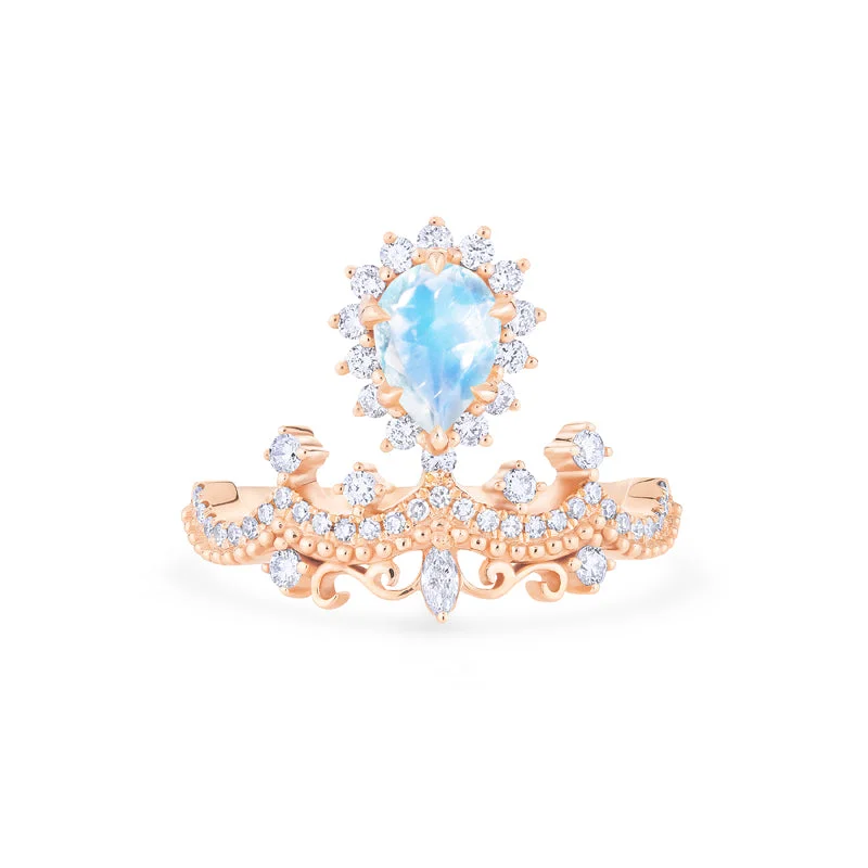 vintage engagement rings with rose gold accents-[Angelique] Venetian Angel Engagement Ring in Moonstone