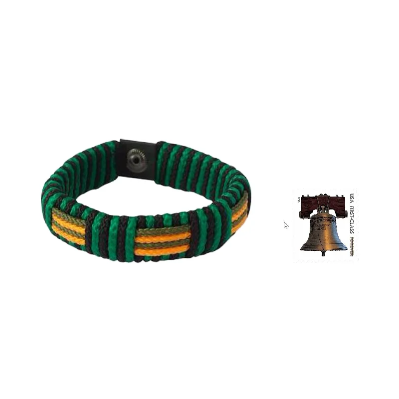 colorful leather charm bracelets for women-Men's Polyester Recycled Paper 'Essence of Africa' Bracelet (Ghana)