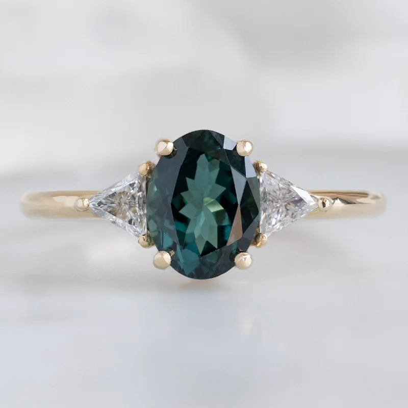 gold engagement rings for women-The Jade Ring | 1.49ct Oval Cut Tourmaline in 14K Yellow Gold