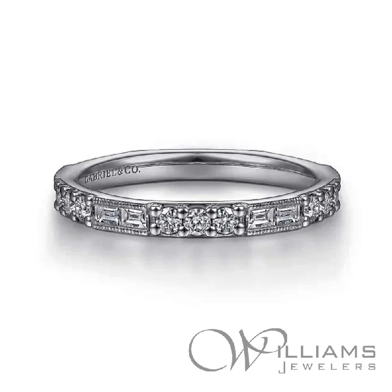 stunning three-stone engagement rings with diamonds-Gabriel & Co. Stackables 14 Karat Diamond Ring