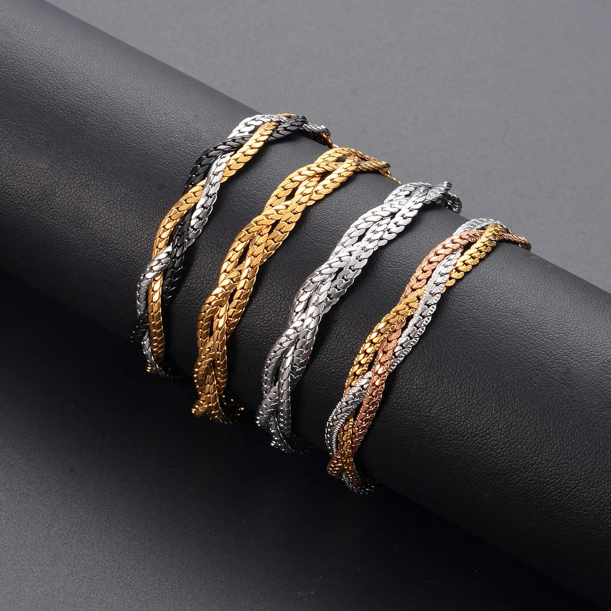 simple cuff bracelets for women-Ig Style Simple Style Geometric Stainless Steel Plating Bracelets