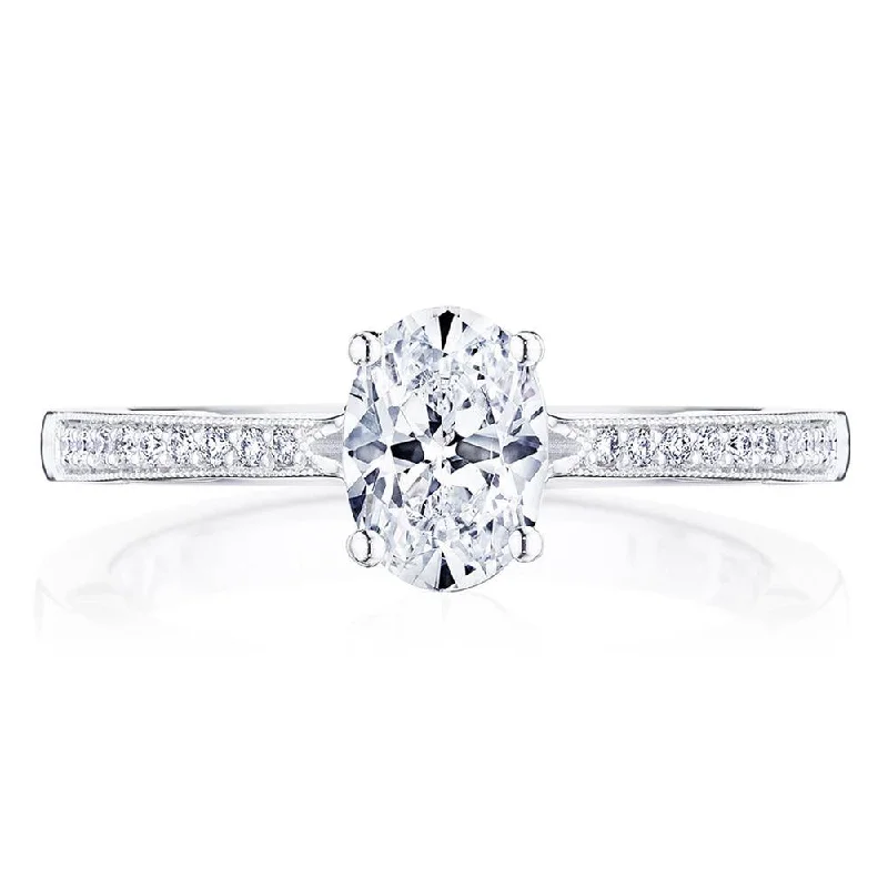 engagement rings with unique side diamonds for women-Oval Solitaire Engagement Ring