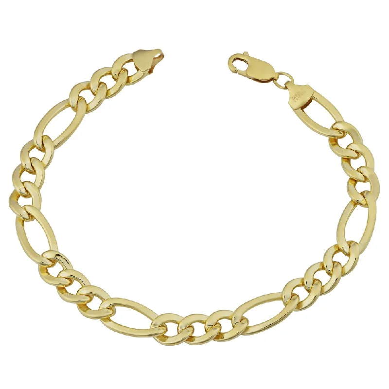 festive charm bracelets for women-14k Yellow Gold Filled Men's 8.8-mm High Polish Figaro Link Bracelet (9 inches)