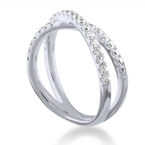 affordable engagement rings with matching bands for women-0.50ctw Diamond Bypass Anniversary Band