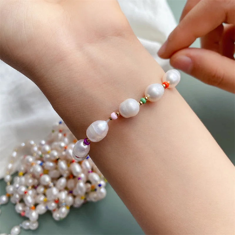 engraved silver bracelets for women-1 Piece Simple Style Round Mixed Materials Knitting Bracelets