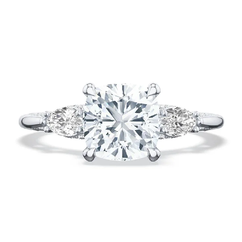 stunning engagement rings with radiant diamonds-Cushion 3-Stone Engagement Ring