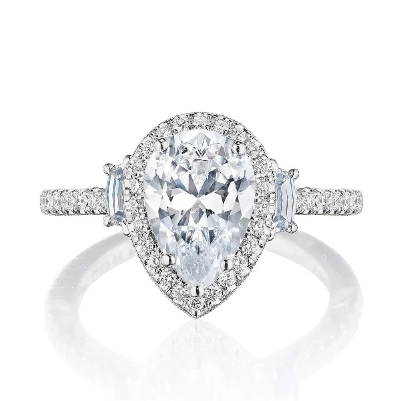 elegant engagement rings with radiant diamond and sapphire-Pear 3-Stone Engagement Ring