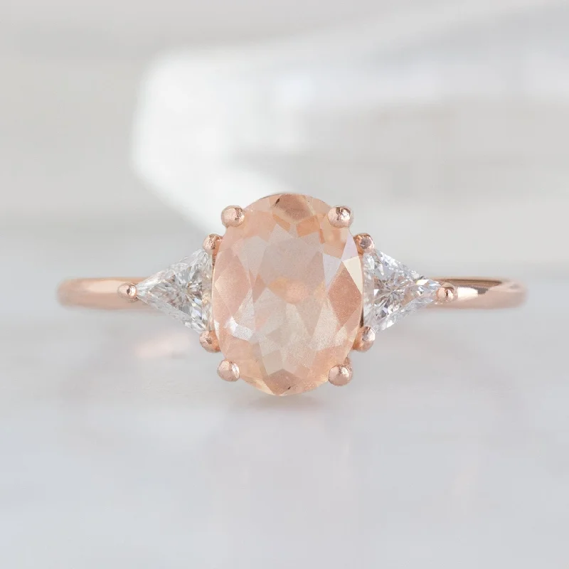 vintage engagement rings with diamonds for women-The Jade Ring | 0.95ct Oval Sunstone in 14K Rose Gold