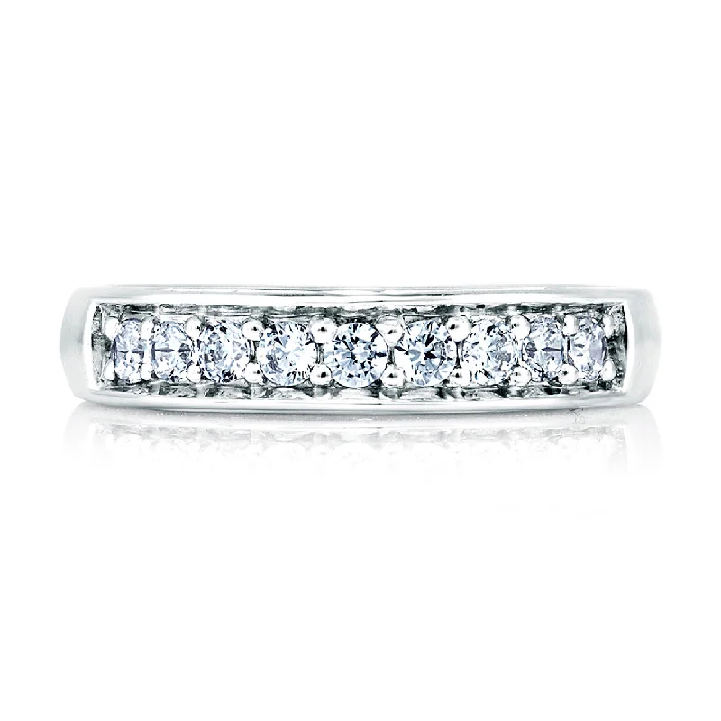 cushion cut engagement rings with diamonds for women-Elegant Diamond Band with Diamond Studded Profile