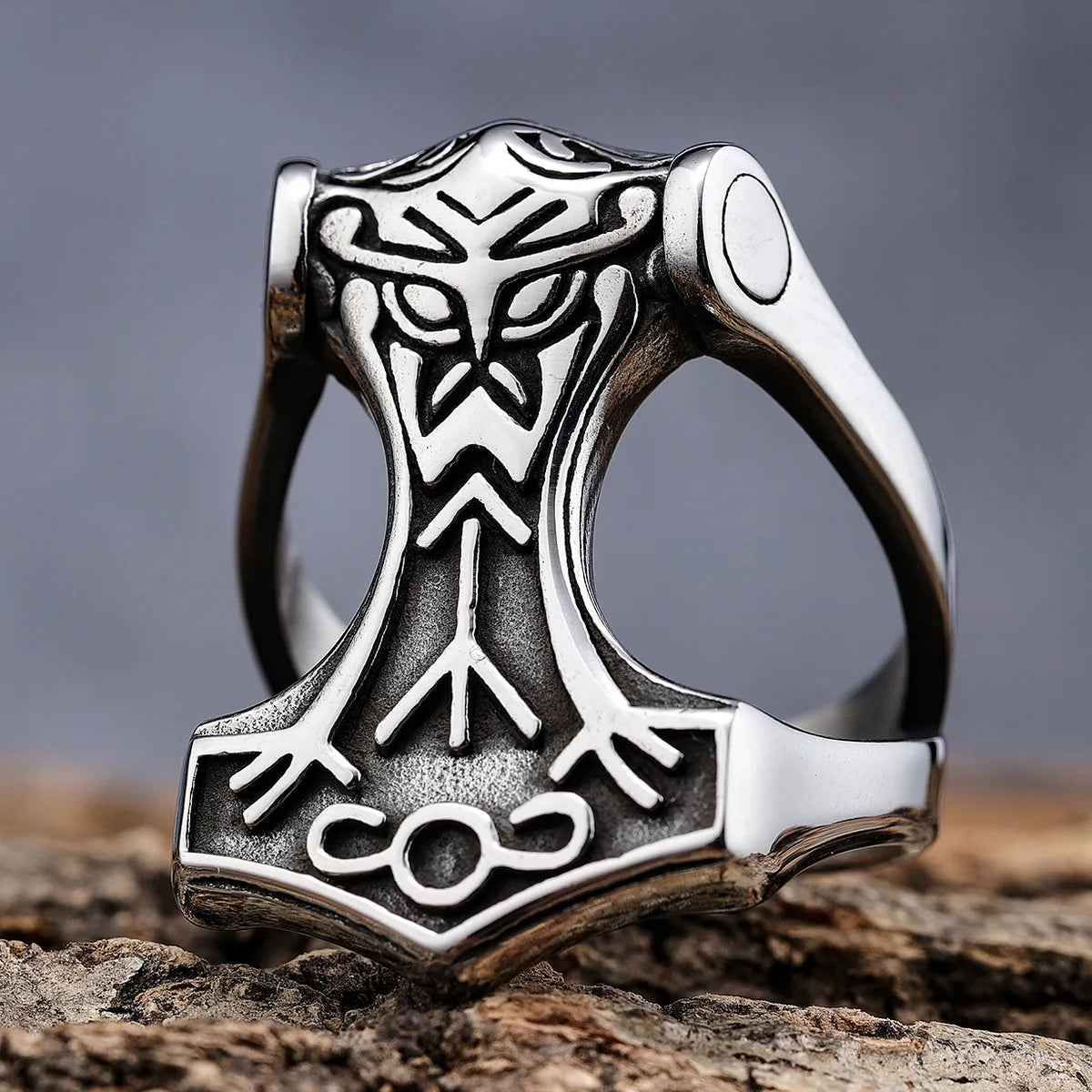 elegant rings for women-Hip-Hop Streetwear Color Block 304 Stainless Steel Carving Men'S Rings