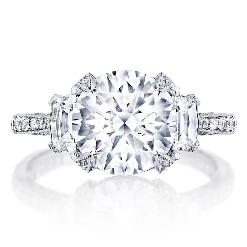 engagement rings with subtle details for women-Round 3-Stone Engagement Ring