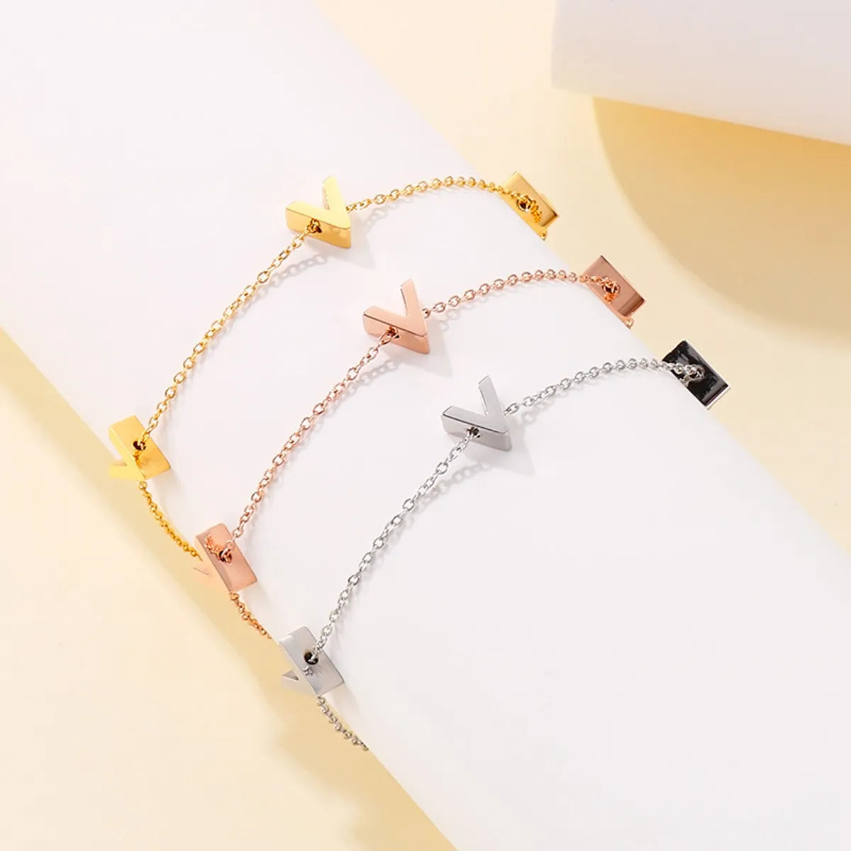 woven gold bracelets for women-Basic Streetwear Letter Titanium Steel Bracelets