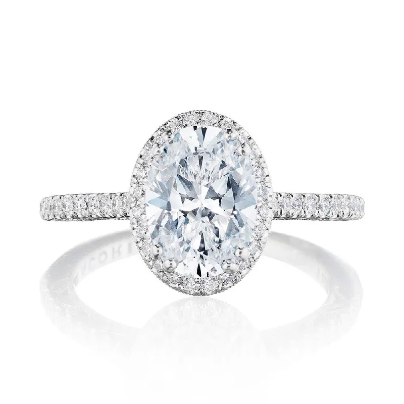 engagement rings with simple diamond accents and sapphires-Oval Bloom Engagement Ring