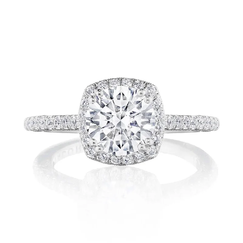 engagement rings with simple settings and side diamonds-Cushion Bloom Engagement Ring