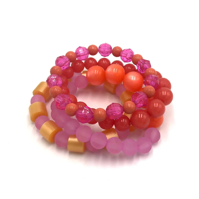 pearl-studded bracelets for women-Citrus Glow Stack and Stretch Bracelets Set