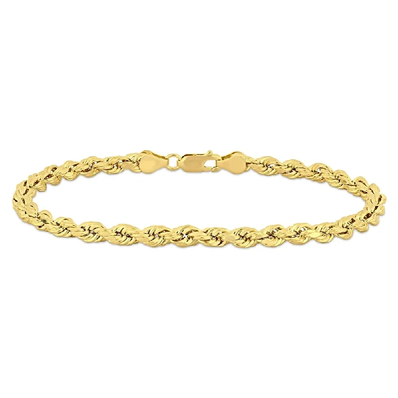 luxury bracelets for women-Miadora 10k Yellow Gold Men's 9 Inch Rope Chain Bracelet (5mm) - 9 in x 5 mm x 5 mm