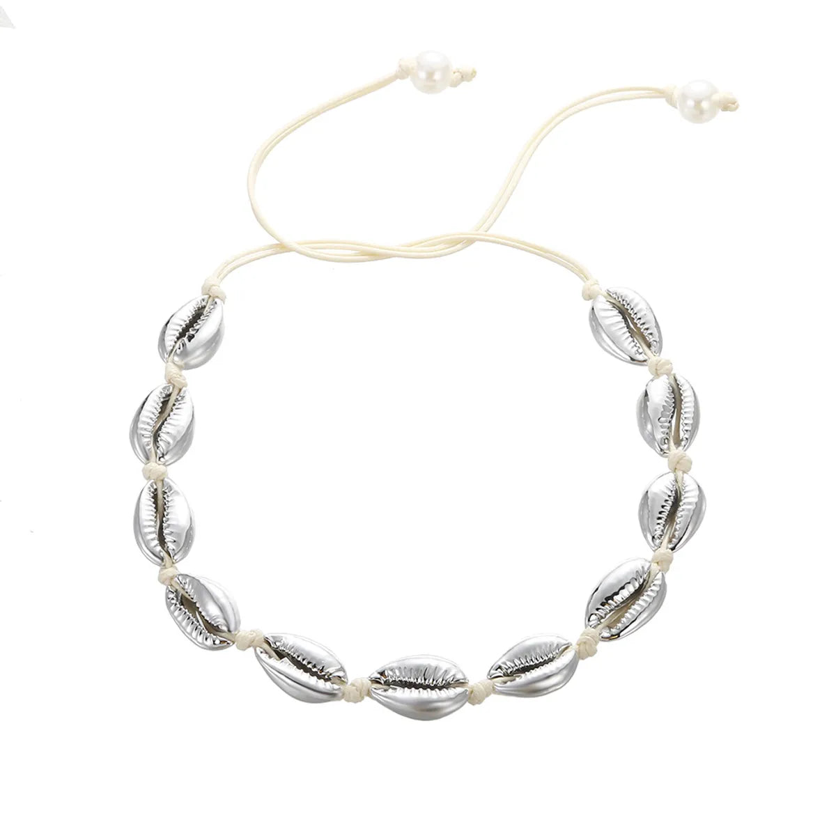 Necklace Rice Thread Silver Shell 39 5cm