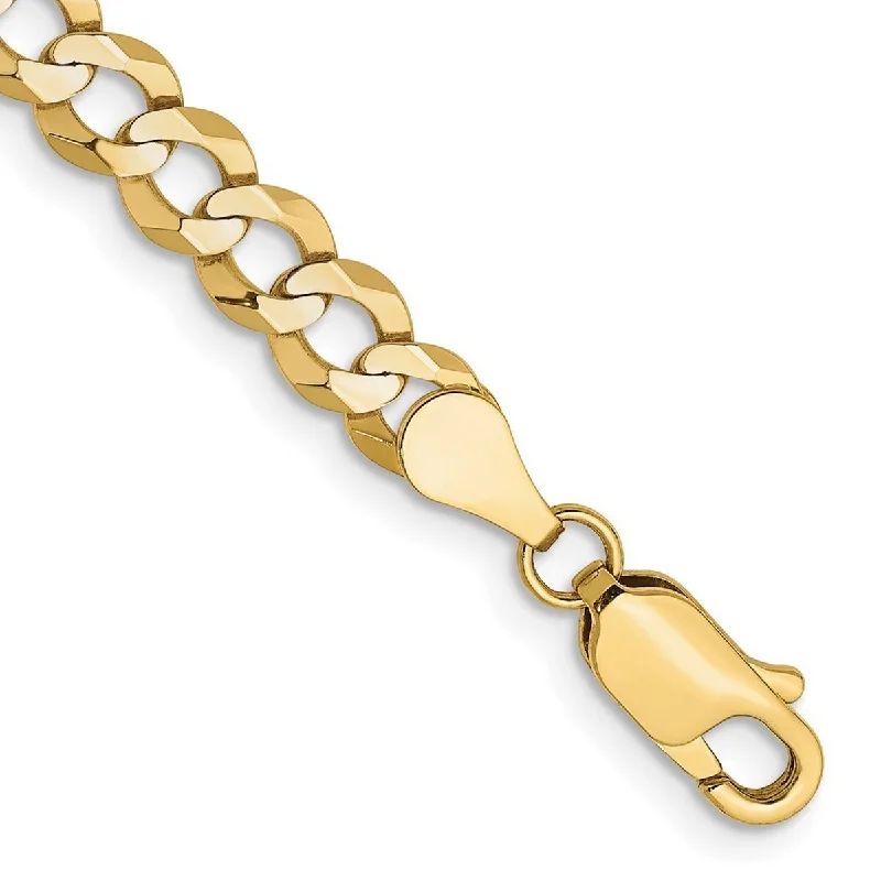 moon phase bracelets for women-Curata 10k Yellow Gold Unisex 4.7mm Light Flat Miami Curb Chain Bracelet Options: 7" 8"